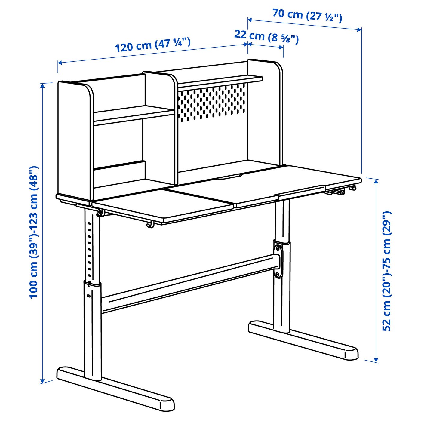 BERGLÄRKA desk, white/tiltable, 120x70 cm - IKEA