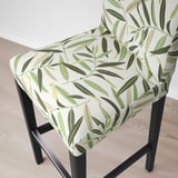 BERGMUND Bar stool with backrest, black/Fågelfors multicolour, 75 cm
