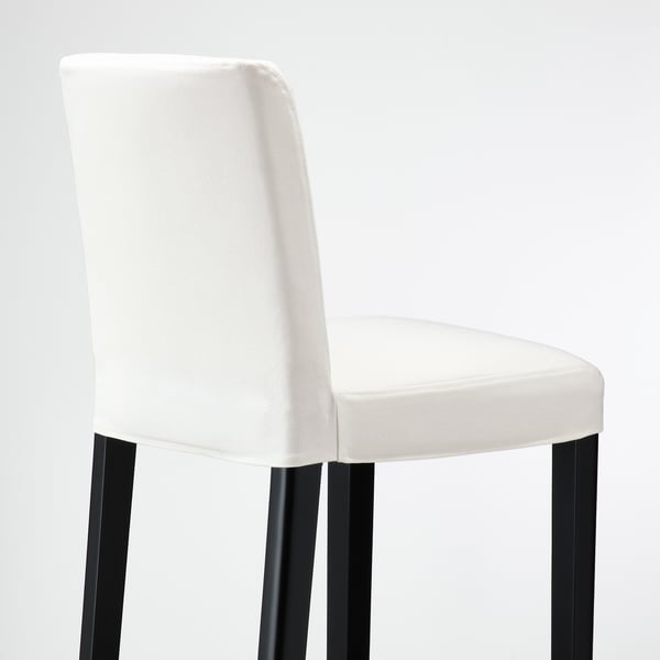 BERGMUND Bar stool with backrest, black/Inseros white, 75 cm