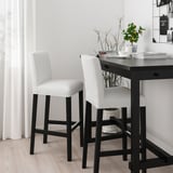 BERGMUND Bar stool with backrest, black/Inseros white, 75 cm