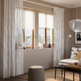 BERGNEJLIKA Net curtains, 1 pair, white/with heading tape, 145x250 cm