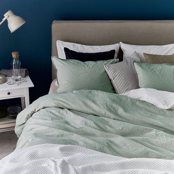 BERGPALM Pillowcase, green/striped, 50x80 cm