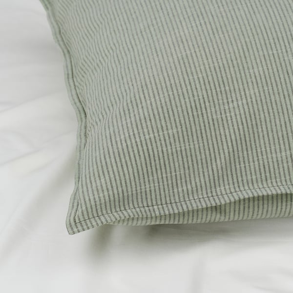 BERGPALM Pillowcase, green/striped, 50x80 cm