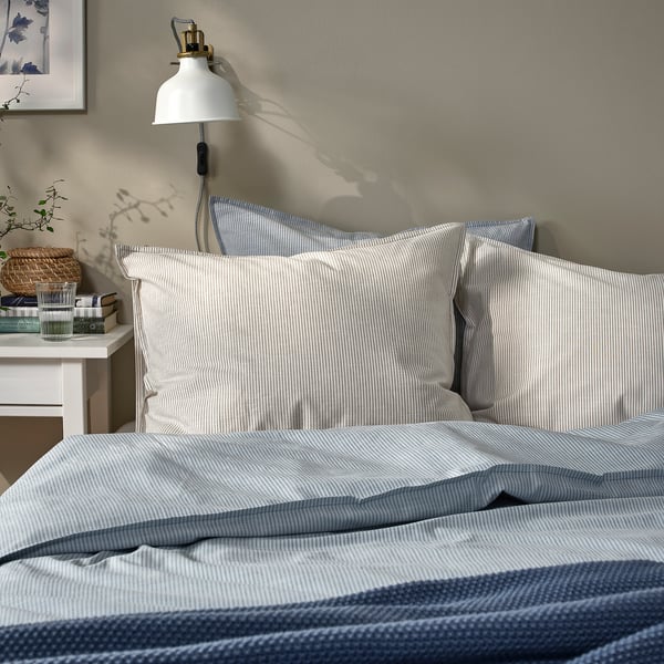 BERGPALM Pillowcase, grey/striped, 50x80 cm
