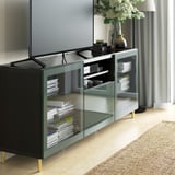 BESTÅ Top panel for TV, glass black, 180x40 cm