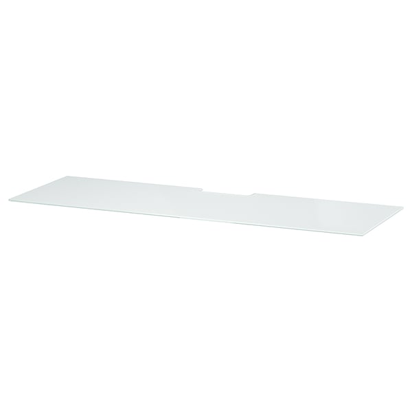 BESTÅ Top panel for TV, glass white/light green, 120x40 cm