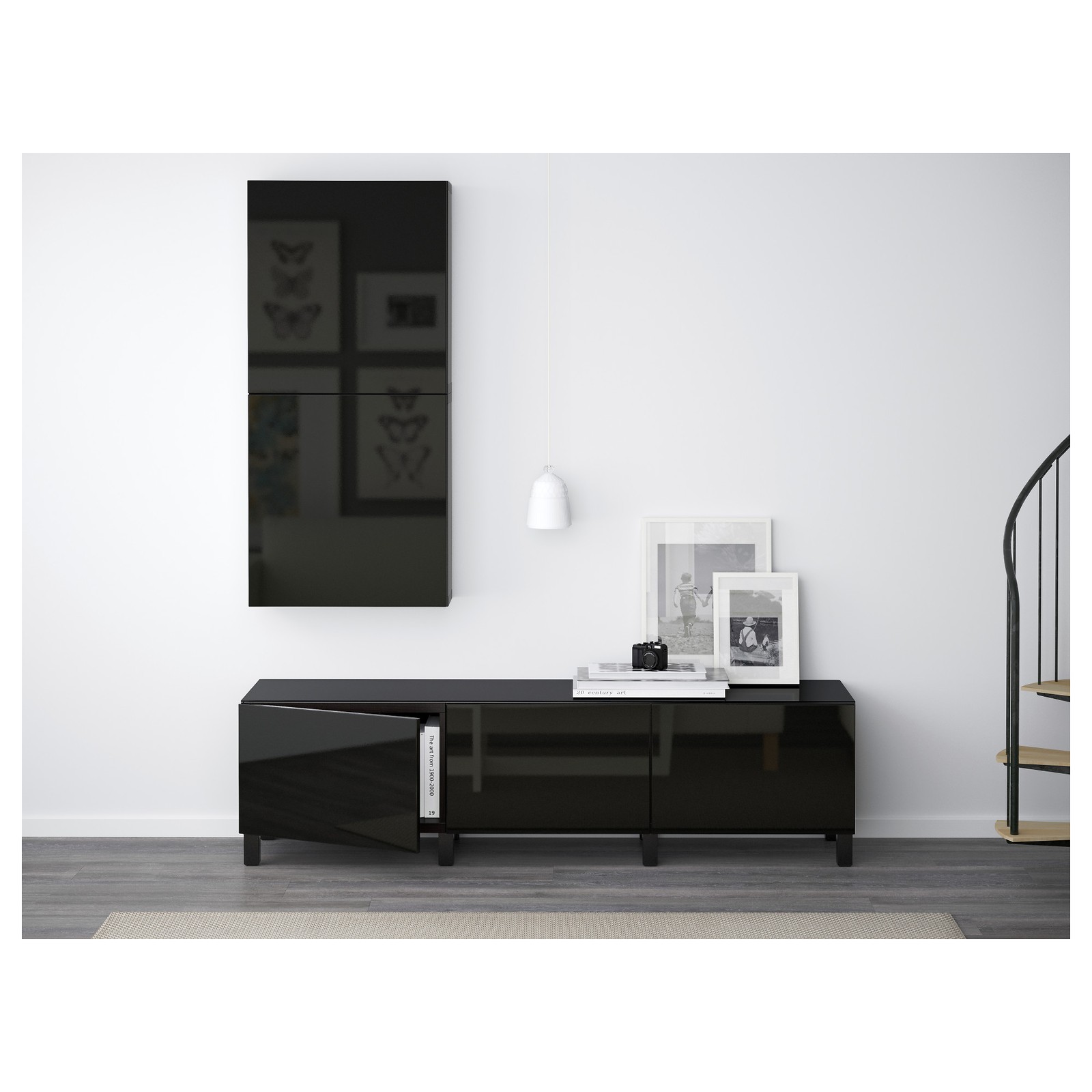 BESTÅ Top panel, glass black, 180x40 cm IKEA