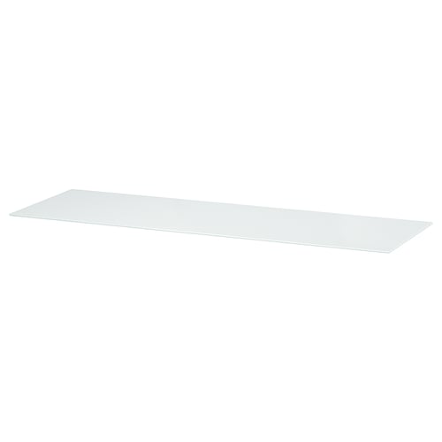 BESTÅ clear glass shelf, rectangular, modern design, flat surface.