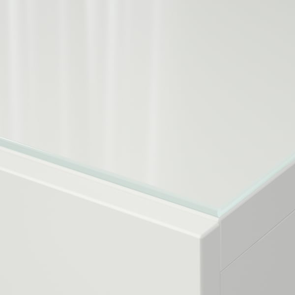 BESTÅ Top panel, glass white/light green, 60x40 cm