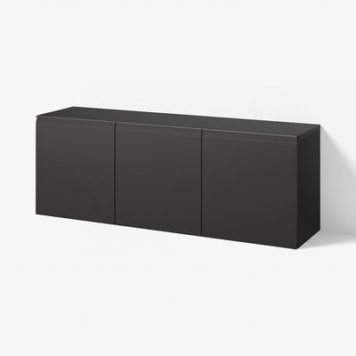 BESTÅ Wall-mounted cabinet combination, black-brown/Hammarsmed anthracite, 180x42x64 cm