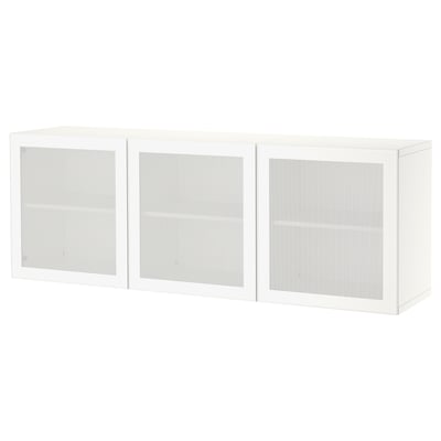 BESTÅ Wall-mounted cabinet combination, white/Mörtviken white, 180x42x64 cm