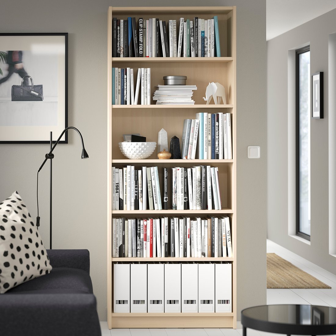 BILLY Bookcase, birch effect, 80x28x202 cm IKEA