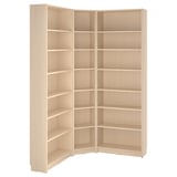 BILLY Bookcase corner comb w ext units, birch effect, 136/136x28x237 cm