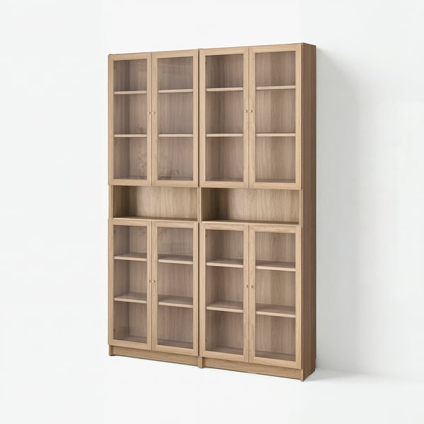 BILLY / OXBERG Bookcase comb with extension units, oak effect, 160x30x237 cm