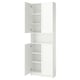 A white BILLY bookcase with both open and closed storage. It multiple shelves for customizable organisation.