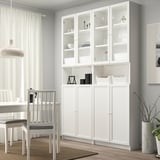 BILLY / OXBERG Bookcase w height extension ut/drs, white/clear glass, 160x30x237 cm