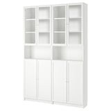 BILLY / OXBERG Bookcase w height extension ut/drs, white/clear glass, 160x30x237 cm