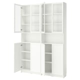 BILLY / OXBERG Bookcase w height extension ut/drs, white/clear glass, 160x30x237 cm
