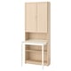 BILLY / OXBERG Bookcase with desk, birch effect/white, 80x202 cm