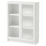 BILLY / OXBERG Bookcase with doors, white/clear glass, 80x30x106 cm