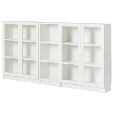 BILLY / OXBERG Bookcase with doors, white/clear glass, 200x30x106 cm