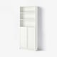 BILLY / OXBERG Bookcase with doors, white, 80x30x202 cm