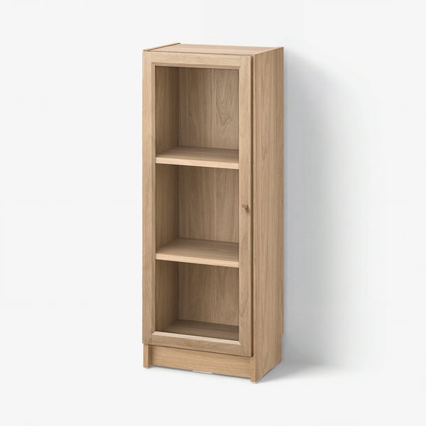 BILLY / OXBERG Bookcase with glass door, oak effect, 40x30x106 cm
