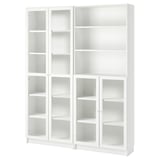 BILLY / OXBERG Bookcase with panel/glass doors, white/clear glass, 160x30x202 cm