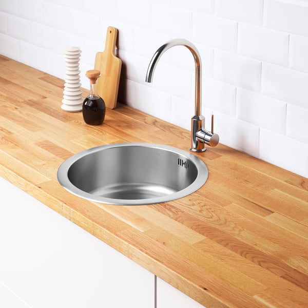 BOHOLMEN Inset sink, 1 bowl, stainless steel, 45 cm