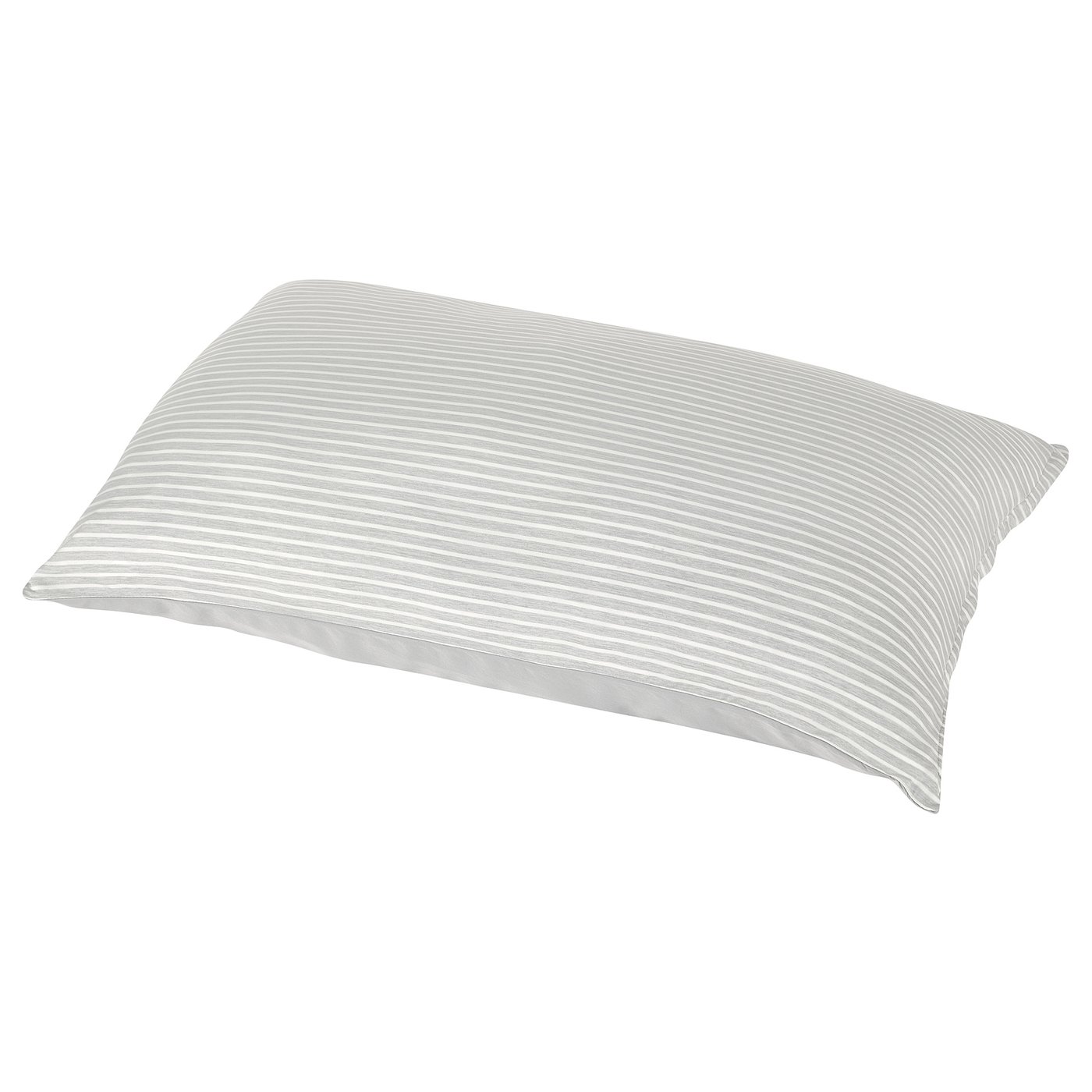 BRANDLILJA pillowcase - grey, striped fabric, recycled polyester back, cooling nylon, rectangular shape.