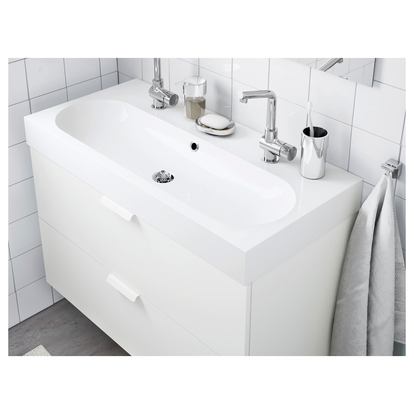 BRÅVIKEN Single wash-basin, white 