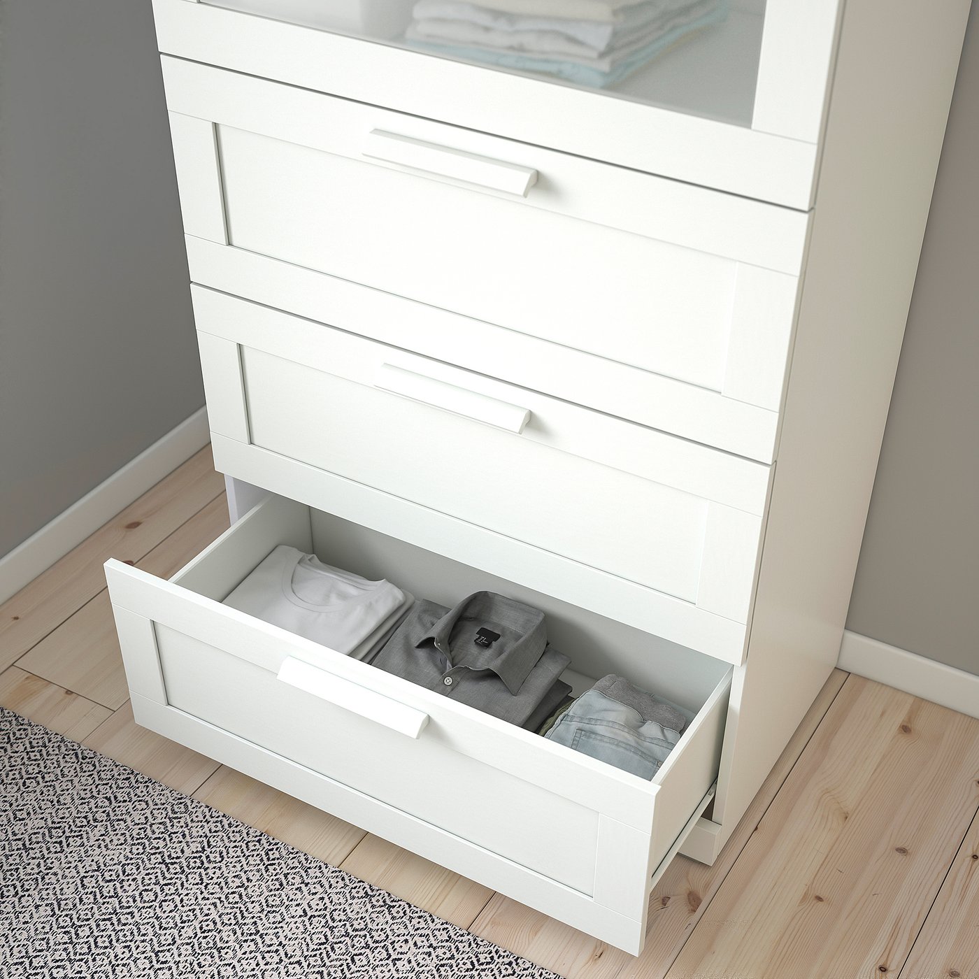 BRIMNES chest of 4 drawers, white/frosted glass, 78x46x124 cm - IKEA