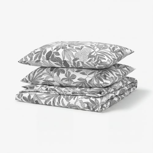 BROKDRACENA Duvet cover and 2 pillowcases, white/black, 200x230/50x80 cm