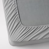 BRUDBORSTE Fitted sheet, grey, 150x200 cm