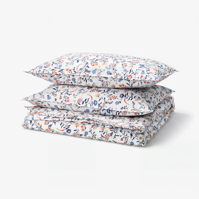 BRUDKRUSBÄR Duvet cover and 2 pillowcases, white multicolour/floral pattern, 200x230/50x80 cm