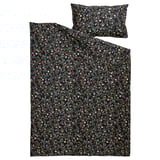 BRUDKRUSBÄR Duvet cover and pillowcase, black multicolour/floral pattern, 150x200/50x80 cm