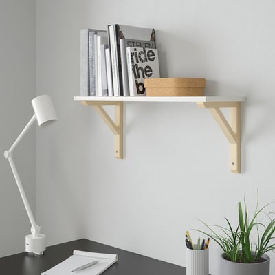 BURHULT / SANDSHULT Wall shelf, white/aspen, 59x20 cm