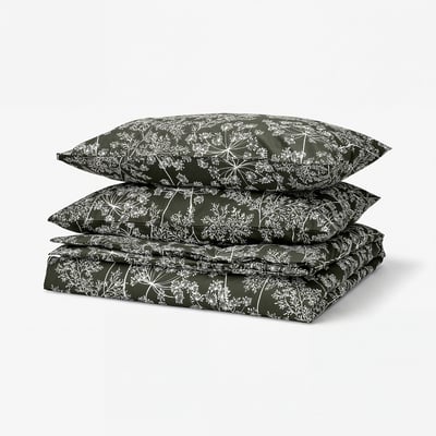 DAGGBJÖRNBÄR Duvet cover and 2 pillowcases, dark green/floral pattern, 200x230/50x80 cm