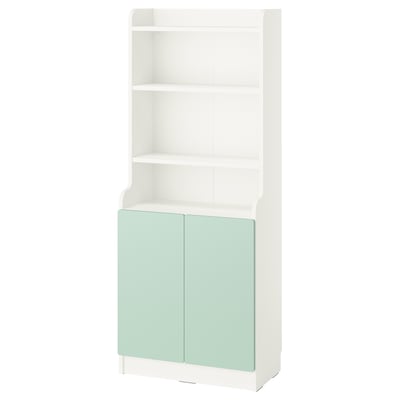 DALRIPA Children's bookcase with door, white/light green, 60x34x150 cm