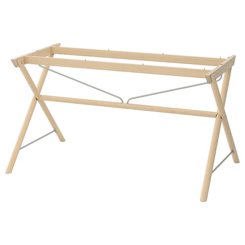 DALSHULT: light wood desk, stainless steel legs, rectangular, modern style.