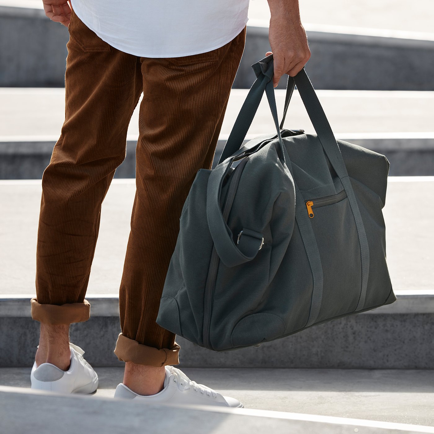 grey weekend bag