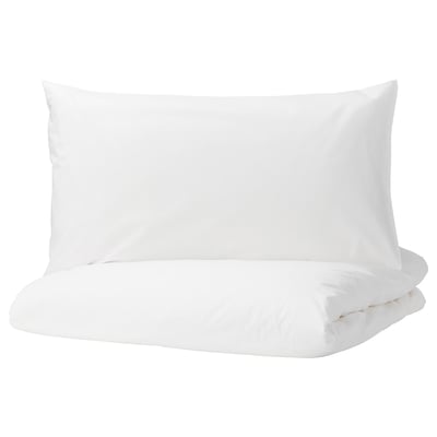 DVALA Duvet cover and 2 pillowcases, white, 240x220/50x80 cm