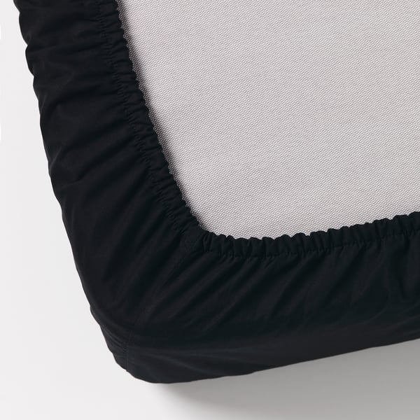 DVALA Fitted sheet, black, 90x200 cm