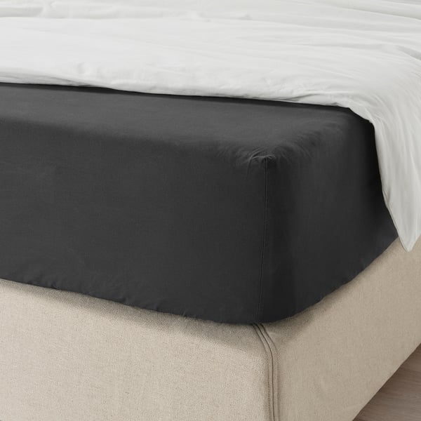 DVALA Fitted sheet, black, 90x200 cm