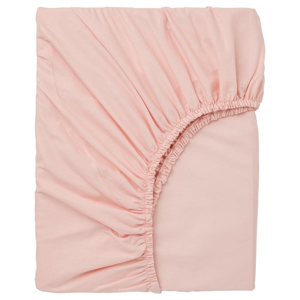 DVALA Fitted sheet, light pink, 120x200 cm