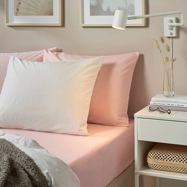 DVALA Fitted sheet, light pink, 120x200 cm