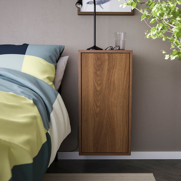 EKET Wall cb w 1 shlf/door, walnut effect, 35x35x70 cm