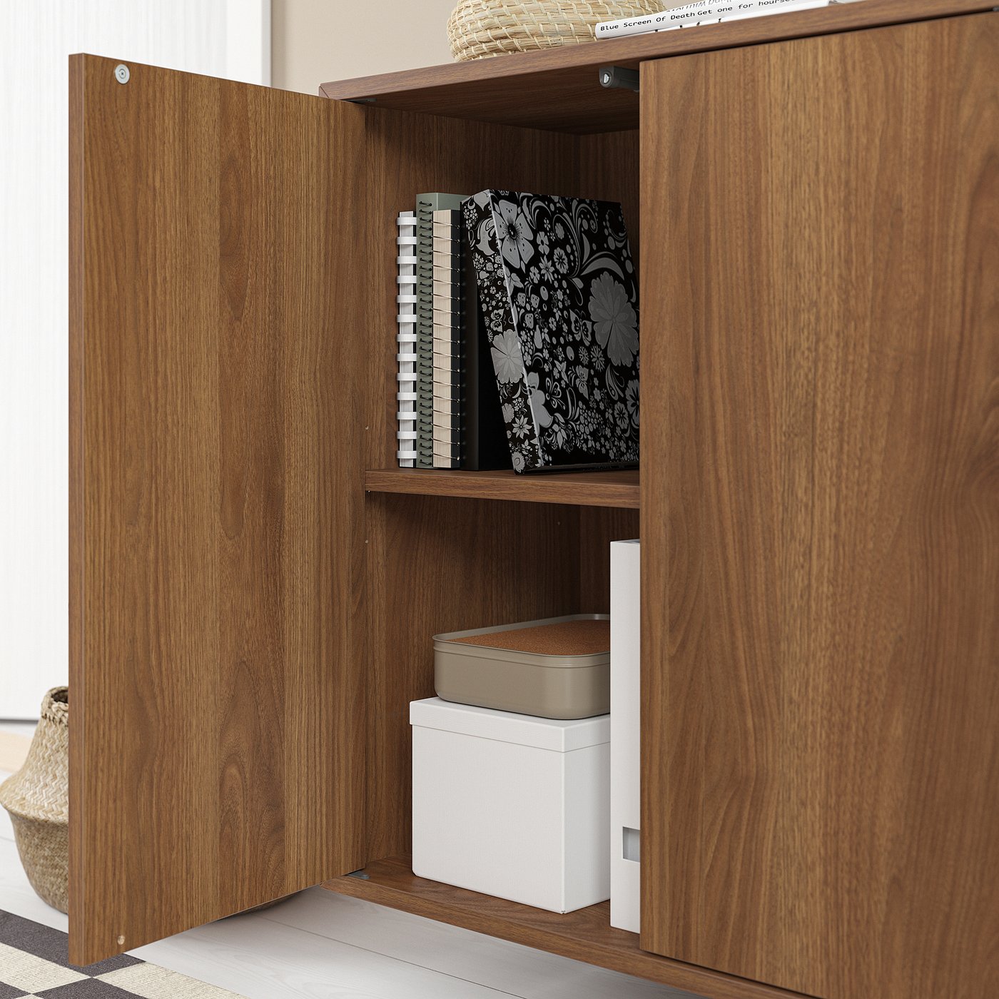 EKET wall cb with 2 doors, walnut effect, 70x35x70 cm - IKEA