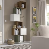 EKET Wall-mounted cabinet combination, walnut effect/white grey-green, 80x35x210 cm