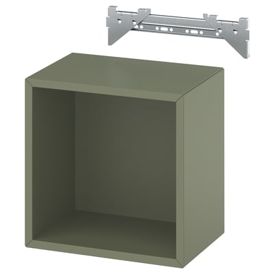 EKET Wall-mounted shelving unit, grey-green, 35x25x35 cm